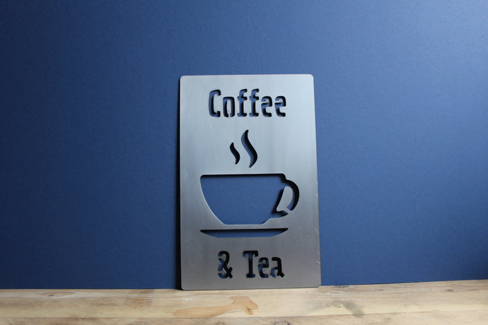 coffee and tea mild steel metal CNC plasma cut word sign