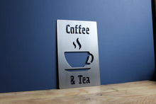 Load image into Gallery viewer, coffee and tea mild steel metal CNC plasma cut word sign