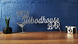 Bar with cocktail glass mild steel metal sign