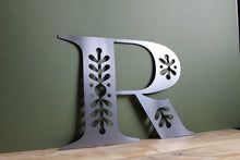 Load image into Gallery viewer, Scandi floral pattern plasma cut metal letter R