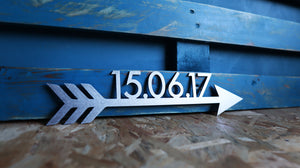 custom date arrow custom personalised mild steel metal sign