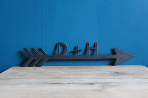 custom initial arrow personalised mild steel metal sign