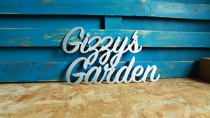 Gizzy's Garden custom personalised mild steel metal sign