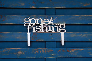 gone fishing metal sign