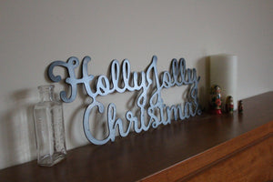 holly jolly christmas metal sign