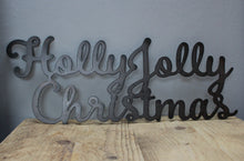 Load image into Gallery viewer, holly jolly christmas metal sign
