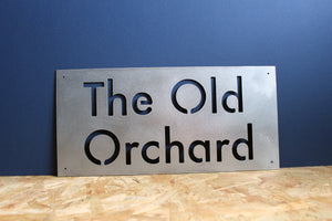 The Old Orchard custom personalised mild steel metal sign